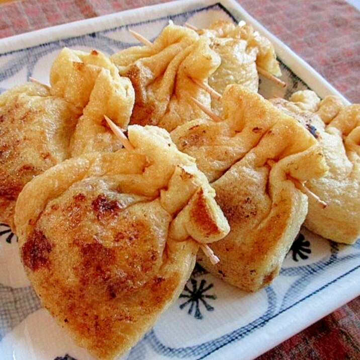 お揚げがじゅわ~♪納豆と糸こんにゃくの巾着焼き